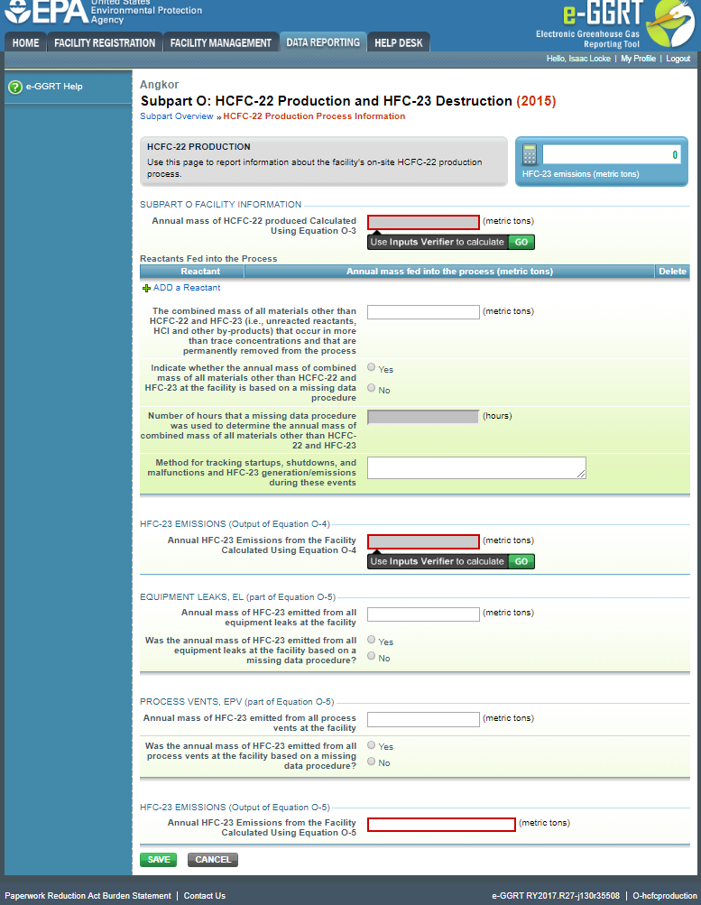 Image of Subpart O: HCFC-22 Production and HFC-23 Destruction webpage.